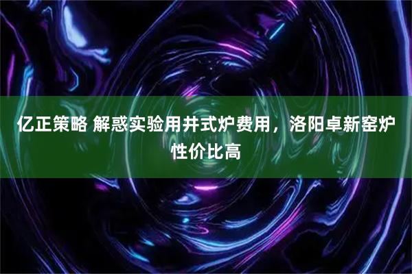亿正策略 解惑实验用井式炉费用，洛阳卓新窑炉性价比高