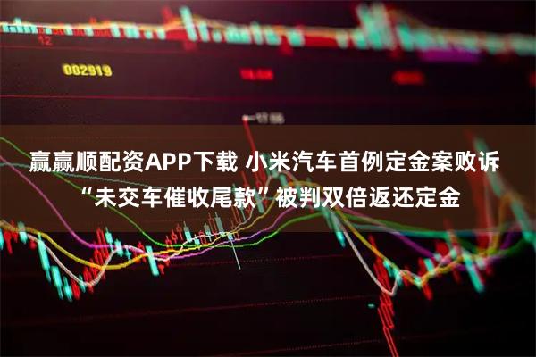 赢赢顺配资APP下载 小米汽车首例定金案败诉 “未交车催收尾款”被判双倍返还定金